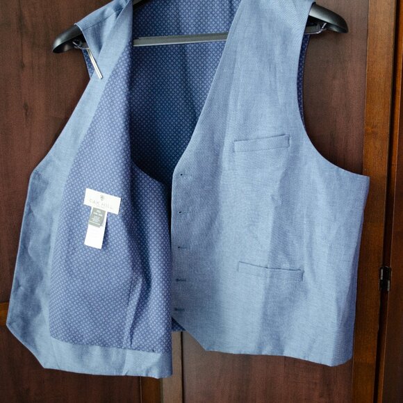 Oak Hill Men’s Navy Textured Linen Vest 3XL - Picture 2 of 3